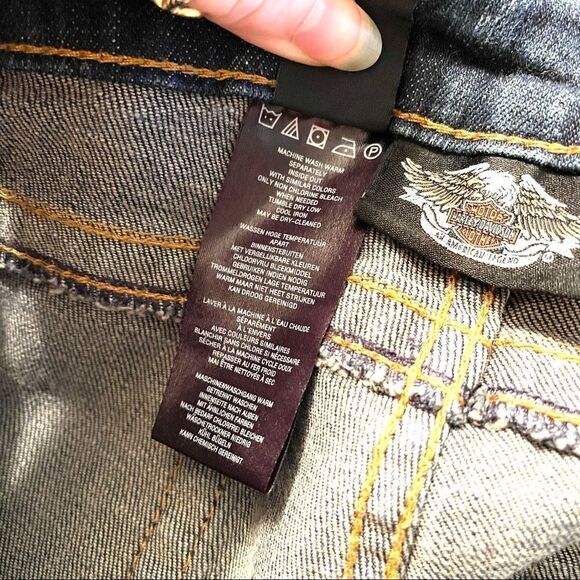 Harley Davidson blue jeans denim pants 10 long EUC bootcut low rise - Picture 16 of 16